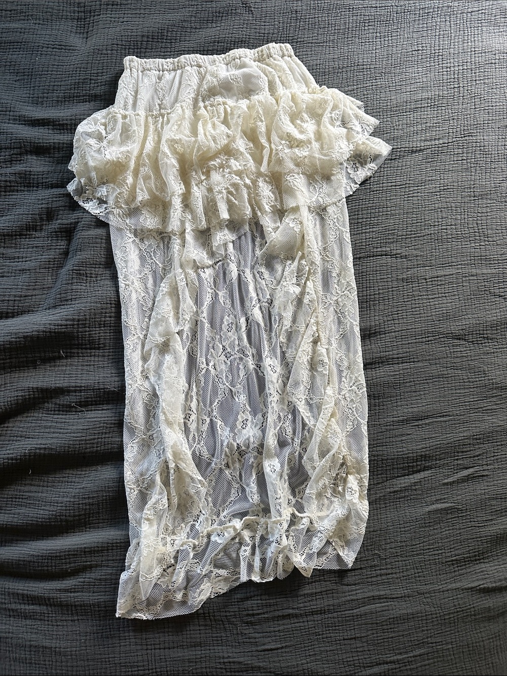 Lace Ruffle Sheer Sleep Skirt - Cream